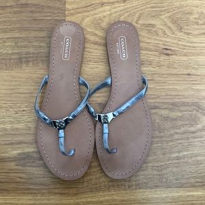 Coach Rachal Metallic Silver Thong Sandal